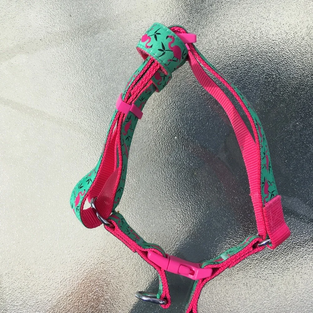 Blueberry Pet Flamingo Dog Harness Green and Pink NWOT - Chest = 19”